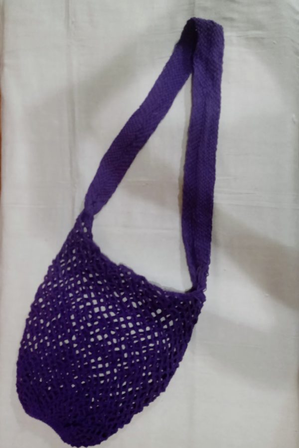 Buy 1 Get 1 Free: Reusable Market Bag / Beach Bag Cotton. Purple, Dark Blue or Lt. Blue, Indigenous Ngäbe Made - Image 2