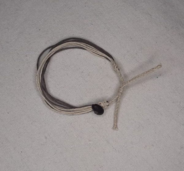 String Bracelet with Coffee Bean: Brown with Off-white, Adjustable - Image 4