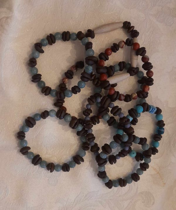 Coffee Bean and Wood / Acrylic Bead Bracelets, bulk (10 assorted) Free Shipping - Image 4